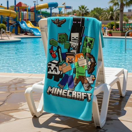 Serviette de plage garçon minecraft Bleu 2 - vertbaudet enfant 