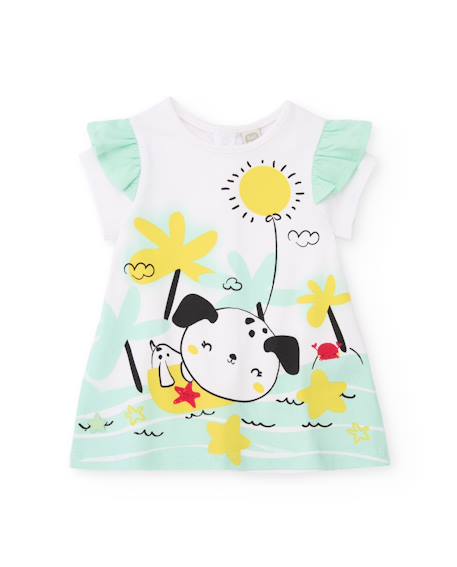 Robe bébé en tricot avec bloomer et imprimé petit chien Blanc 1 - vertbaudet enfant 