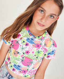 T-shirt fille en maille avec imprimé estival  - vertbaudet enfant