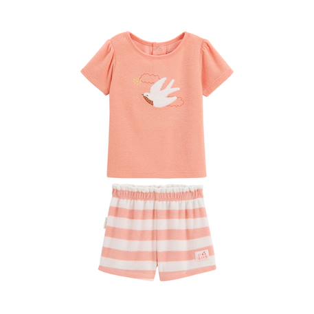 Ensemble enfant t-shirt et short en éponge honfleur Corail 2 - vertbaudet enfant 