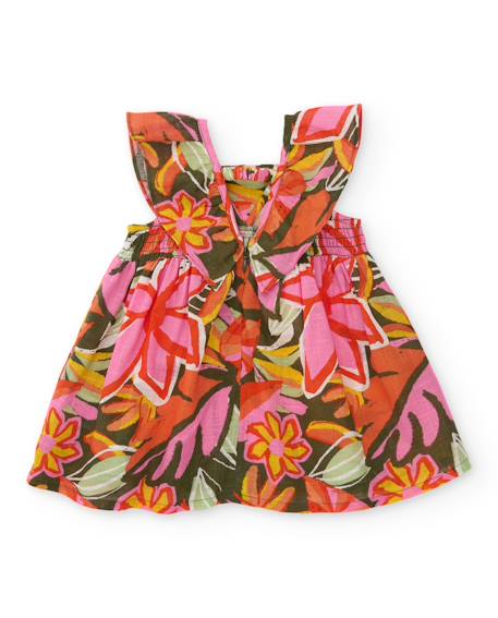 Robe fille en tissu avec fronces sur le devant Orange 2 - vertbaudet enfant 