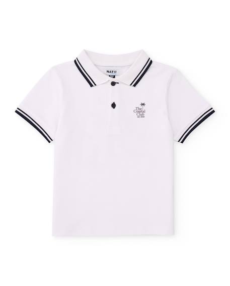 Polo garçon en maille avec liserés contrastés Blanc 3 - vertbaudet enfant 