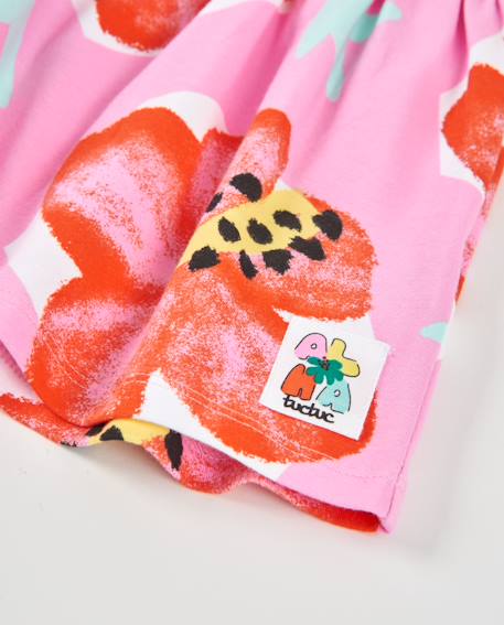 Robe fille en maille avec imprimé grandes fleurs Rose 3 - vertbaudet enfant 
