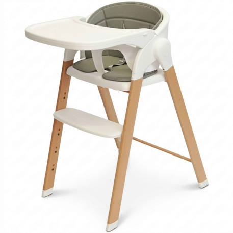 Chaise haute évolutive bébé en bois grow with me Blanc+Gris 1 - vertbaudet enfant 