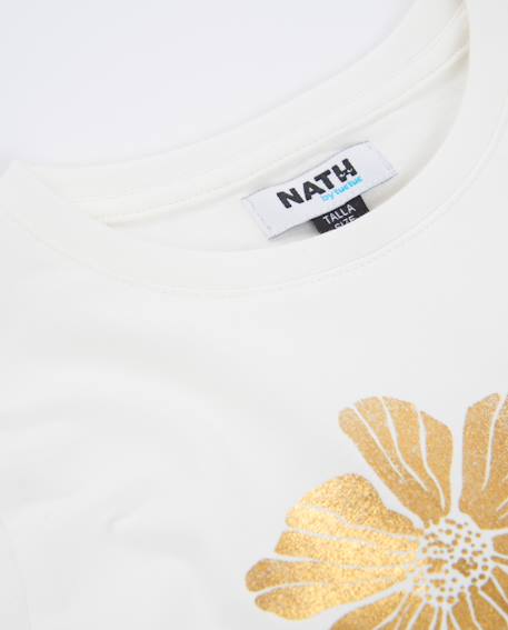 T-shirt fille en maille avec imprimé doré Blanc 4 - vertbaudet enfant 