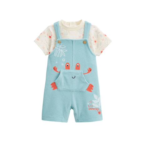 Ensemble salopette bébé en éponge et t-shirt cayo coco Bleu 2 - vertbaudet enfant 