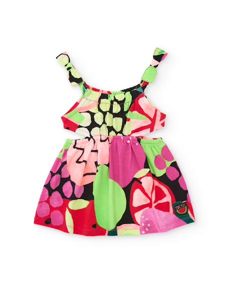 Bébé-Robe fille en maille avec bretelles nouées