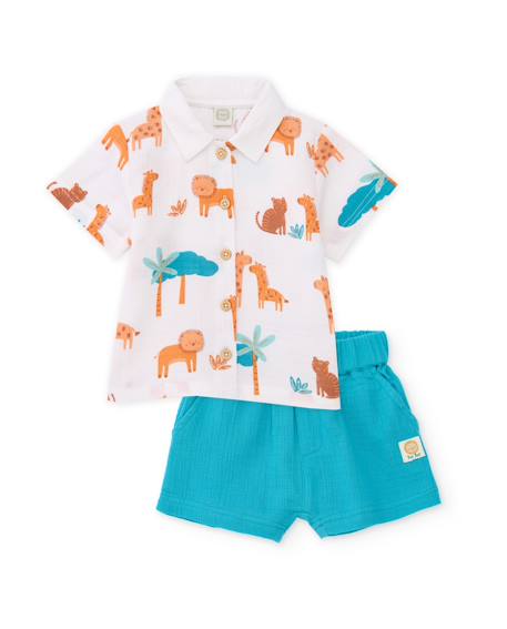 Ensemble pour bébé en tissu tissé avec imprimé savane Blanc 2 - vertbaudet enfant 