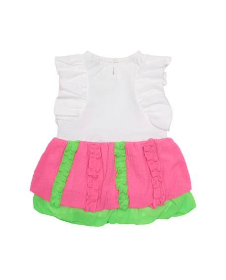 Robe fille en tissu chaîne et trame avec fleurs en relief Bleu 2 - vertbaudet enfant 