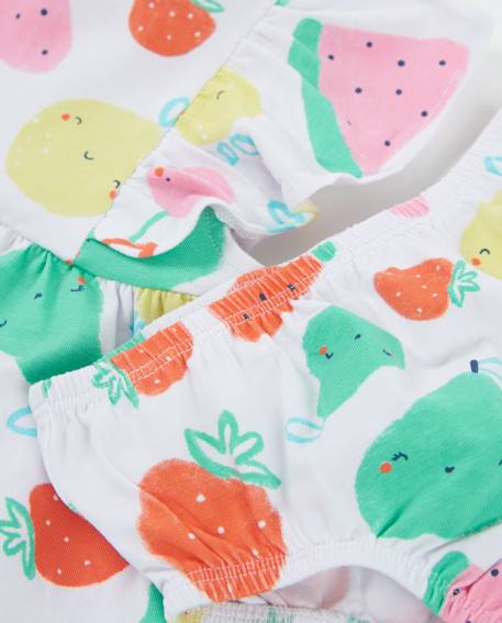Robe bébé en tricot avec bloomer et motif fruits Blanc 6 - vertbaudet enfant 