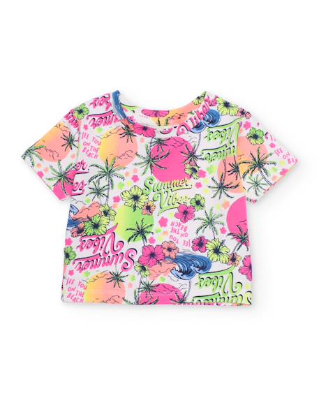 T-shirt fille en maille avec imprimé estival Rose 2 - vertbaudet enfant 