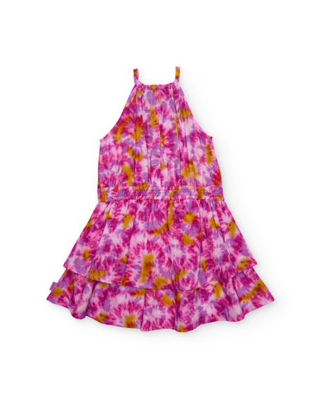 Robe fille en tissu tissé avec motif tie-dye Rose 2 - vertbaudet enfant 
