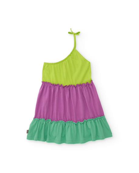 Robe fille en maille au design asymétrique Vert 2 - vertbaudet enfant 