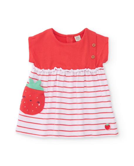 Robe en tricot pour bébé avec poche fraise Rouge 2 - vertbaudet enfant 