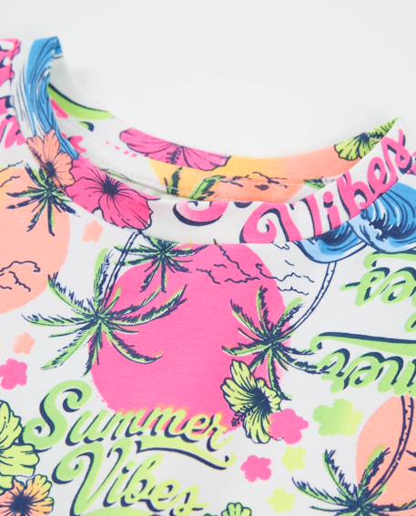 T-shirt fille en maille avec imprimé estival Rose 4 - vertbaudet enfant 