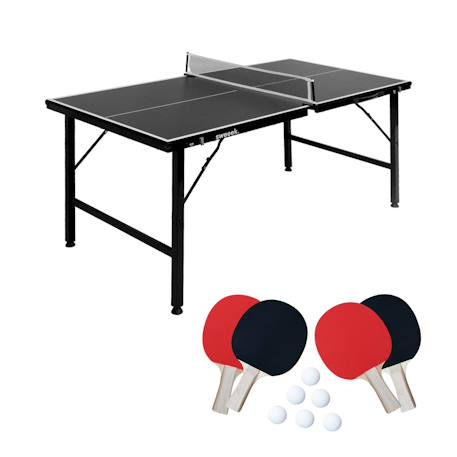 Mini table de ping pong pliable 150x75cm indoor, avec 4 raquettes et 6 balles, pour utilisation intérieure Bleu+Noir 8 - vertbaudet enfant 
