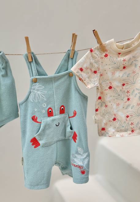 Bébé-Salopette, combinaison-Ensemble salopette bébé en éponge et t-shirt cayo coco