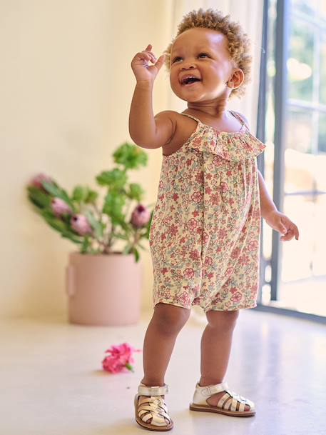 Bébé-Salopette, combinaison-Combishort bébé fille bretelles fines