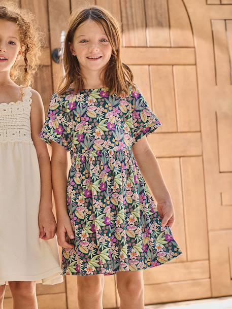 Robe fille imprimé fleurs vert 5 - vertbaudet enfant 