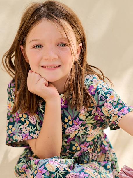 Robe fille imprimé fleurs vert 6 - vertbaudet enfant 
