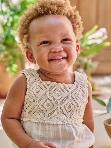 Combishort bébé fille en crochet vanille 7 - vertbaudet enfant 