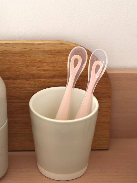 Lot de 2 cuillères ergonomiques d'apprentissage + boîte de transport BLEU/GRIS+ROSE/GRIS 8 - vertbaudet enfant 