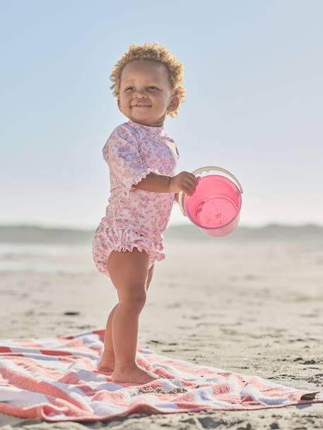 Maillot bain anti uv 3 pièces rose poudré 1 - vertbaudet enfant 