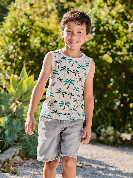 Débardeur garçon imprimé tropical blanc imprimé 5 - vertbaudet enfant 