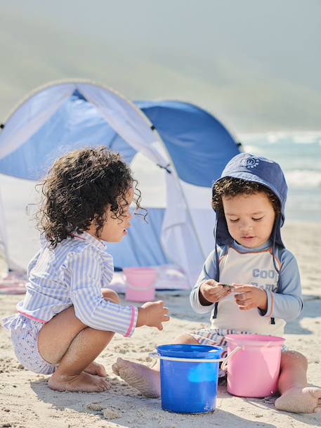 Maillot bain 3 pièces rayures bleu clair 12 - vertbaudet enfant 