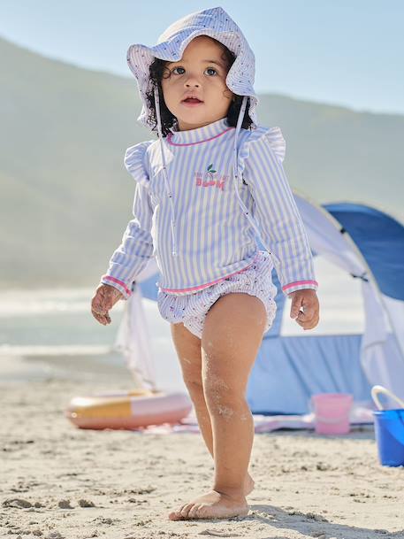 Maillot bain 3 pièces rayures bleu clair 1 - vertbaudet enfant 