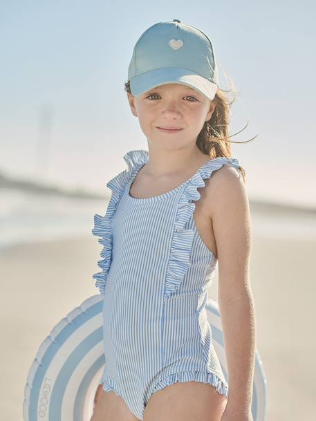 Maillot de bain rayé 1 pièce fille bleu ciel 6 - vertbaudet enfant 