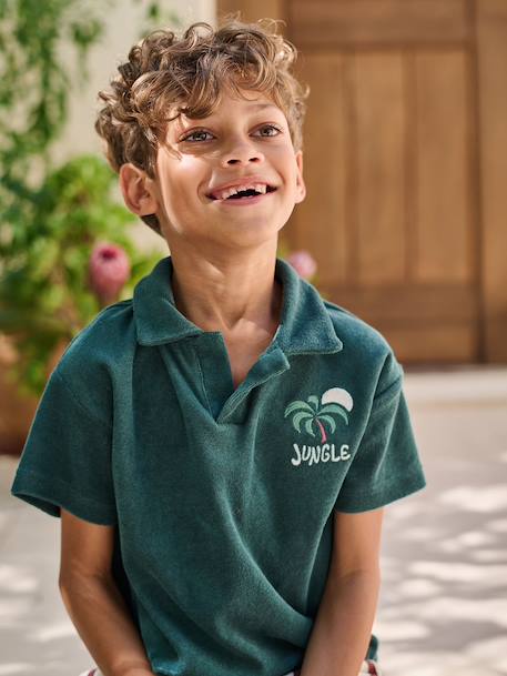 Polo garçon manches courtes vert sapin 1 - vertbaudet enfant 