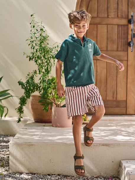 Bermuda rayé garçon rayé rouge 1 - vertbaudet enfant 