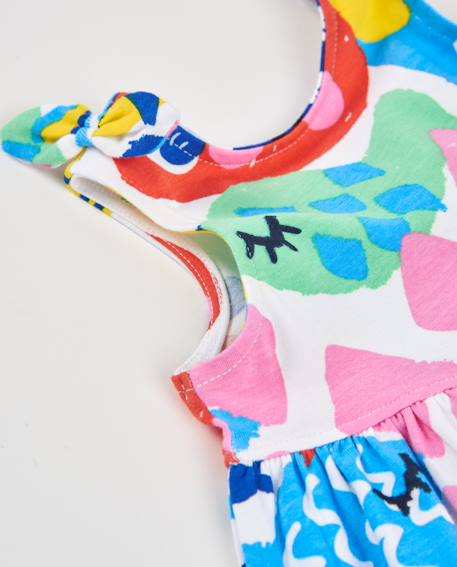 Robe en maille pour fille avec bretelles nouées Multicolore 3 - vertbaudet enfant 