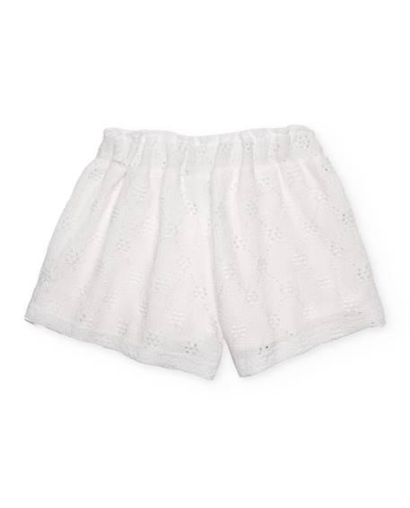 Short fille en maille avec tissu brodé Blanc 3 - vertbaudet enfant 