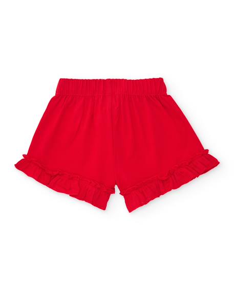 Short fille en coton avec volant au bas Rouge 2 - vertbaudet enfant 