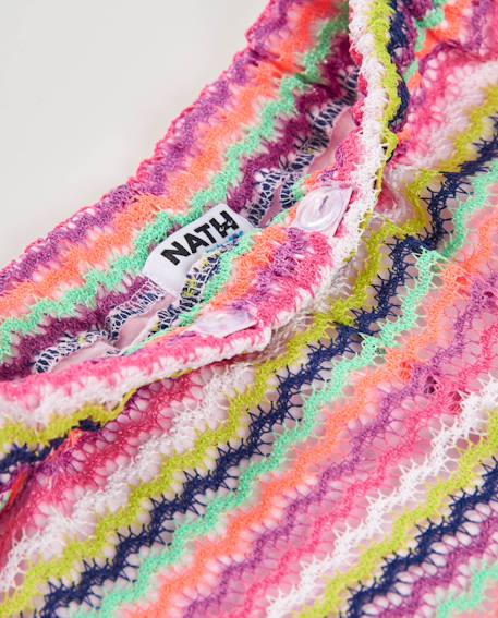 Pantalon fille en maille avec imprimé zigzag Rose 4 - vertbaudet enfant 