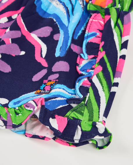 Short fille en coton avec volants Bleu 4 - vertbaudet enfant 