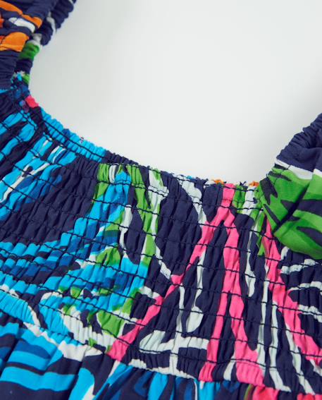 Robe fille en tissu et fronces élastiquées Bleu 3 - vertbaudet enfant 