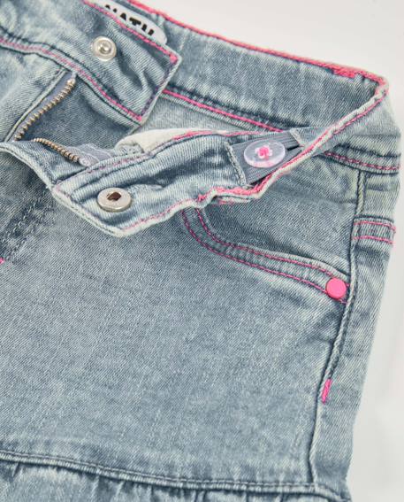 Short fille uni en denim doux Bleu 4 - vertbaudet enfant 