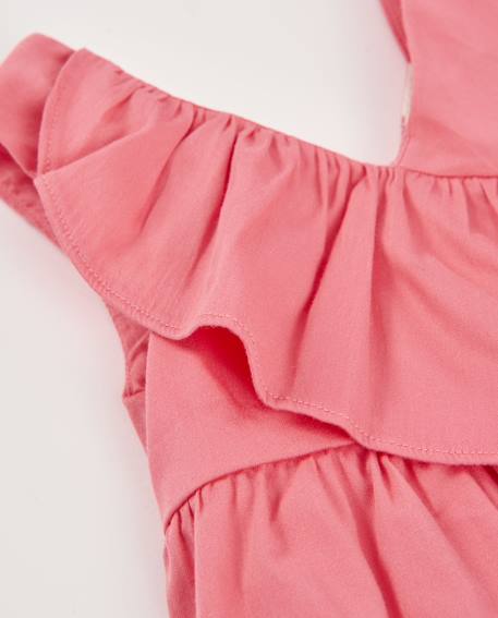Robe pour fille en toile avec volant sur le devant Rose 3 - vertbaudet enfant 