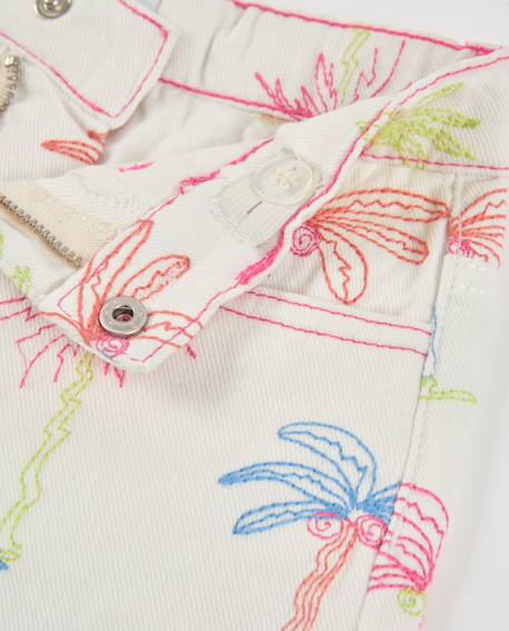 Short fille en tissu tissé avec motif palmiers all-over Blanc 3 - vertbaudet enfant 