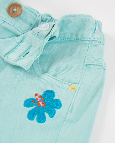 Short fille en denim avec broderies Bleu 3 - vertbaudet enfant 