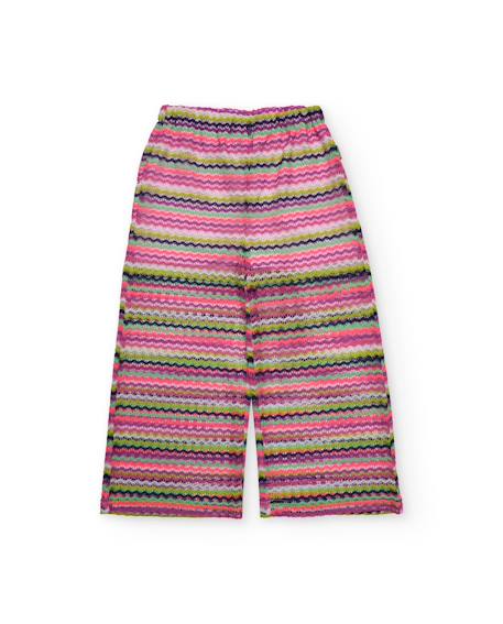 Pantalon fille en maille avec imprimé zigzag Rose 2 - vertbaudet enfant 