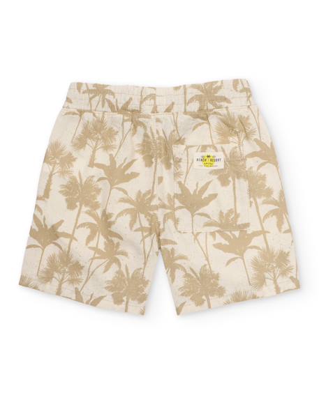 Bermuda garçon en tissu tissé avec imprimé palmiers Beige 2 - vertbaudet enfant 