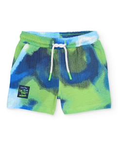 -Bermuda garçon en coton avec effet aquarelle
