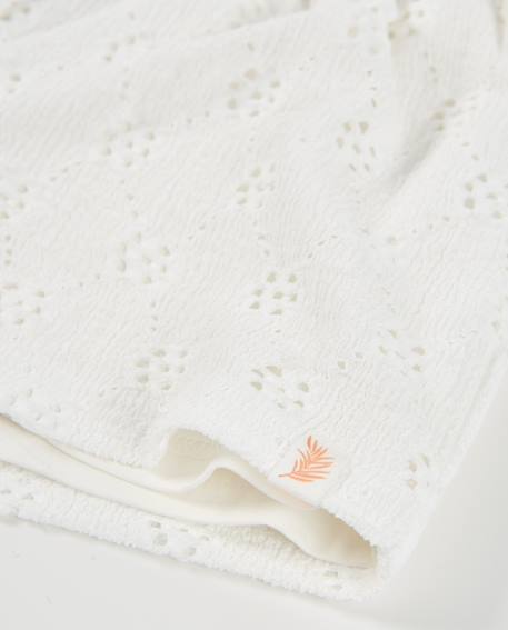 Short fille en maille avec tissu brodé Blanc 5 - vertbaudet enfant 