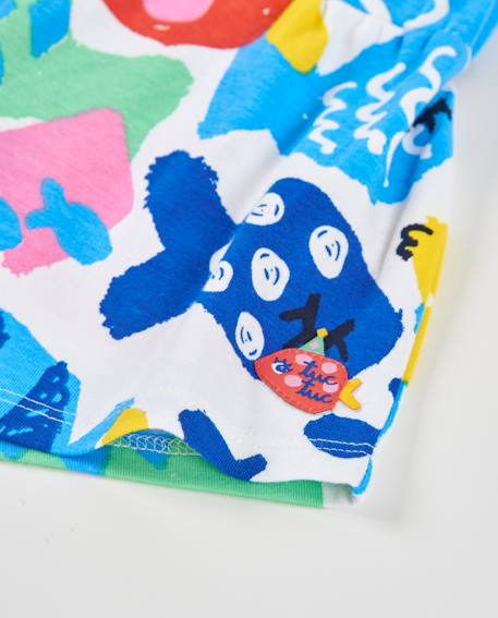 Short en coton pour fille avec imprimé poissons Bleu 4 - vertbaudet enfant 