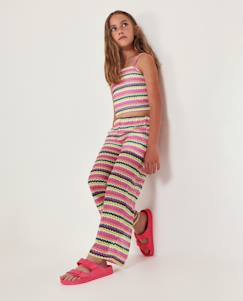Pantalon fille en maille avec imprimé zigzag  - vertbaudet enfant