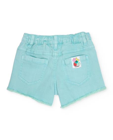 Short fille en denim avec broderies Bleu 2 - vertbaudet enfant 